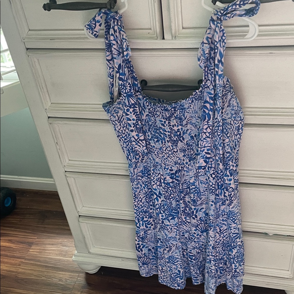 Lilly Pulitzer Blue and White Midi Dress